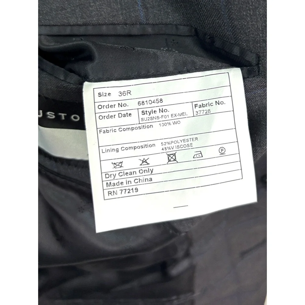 Joseph Abboud 36R 30x29 2pc Pant Suit Charcoal Navy Blue Windowpane Wool Joe‎